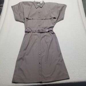 Saulnier & Capelli Neiman Marcus 8 Shirt Dress Cape Midi Puce Cotton Vintage